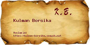 Kulman Borsika névjegykártya